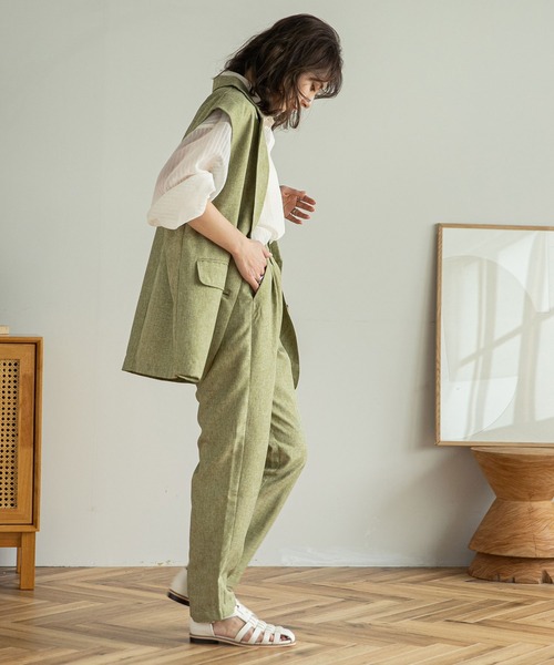 rectangle（レクタングル）の「テーラードロングジレベスト（ベスト・レディース・ベージュ/ピンク/グリーン・FREE）」の10枚目の写真