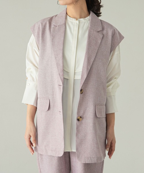 rectangle（レクタングル）の「テーラードロングジレベスト（ベスト・レディース・ベージュ/ピンク/グリーン・FREE）」の16枚目の写真