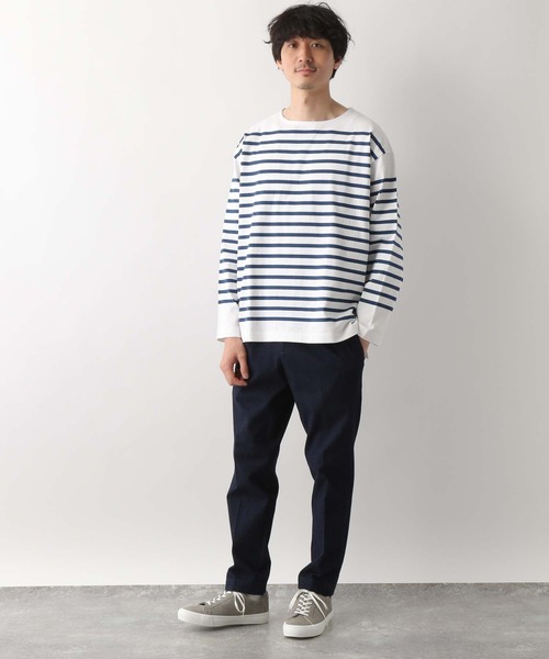 GLOBAL WORK（グローバルワーク）の「ボーダーバスクBIGTee/255810（Tシャツ/カットソー・メンズ・グレー/ネイビー/ブラウン・MEDIUM/SMALL/LARGE）」の4枚目の写真