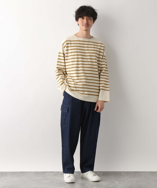 GLOBAL WORK（グローバルワーク）の「ボーダーバスクBIGTee/255810（Tシャツ/カットソー・メンズ・グレー/ネイビー/ブラウン・MEDIUM/SMALL/LARGE）」の6枚目の写真