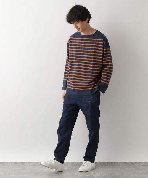 GLOBAL WORK（グローバルワーク）の「ボーダーバスクBIGTee/255810（Tシャツ/カットソー・メンズ・グレー/ネイビー/ブラウン・MEDIUM/SMALL/LARGE）」の7枚目の写真