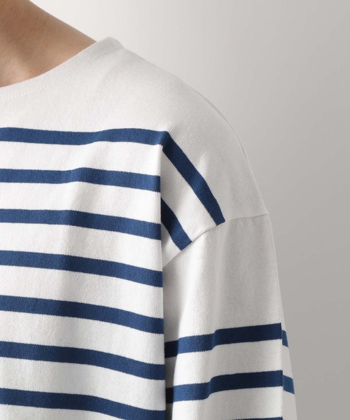 GLOBAL WORK（グローバルワーク）の「ボーダーバスクBIGTee/255810（Tシャツ/カットソー・メンズ・グレー/ネイビー/ブラウン・MEDIUM/SMALL/LARGE）」の12枚目の写真