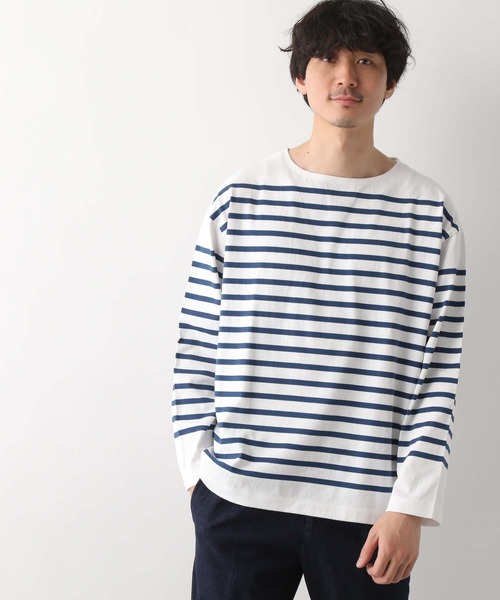 GLOBAL WORK（グローバルワーク）の「ボーダーバスクBIGTee/255810（Tシャツ/カットソー・メンズ・グレー/ネイビー/ブラウン・MEDIUM/SMALL/LARGE）」の22枚目の写真