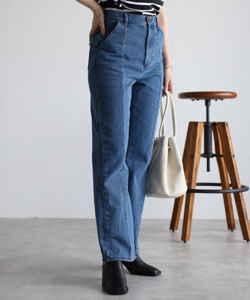 amini(アミニ)の「【2023 SS】センターシームフレアデニムパンツ(デニムパンツ・レディース・インディゴブルー/ブルー/ホワイト・MEDIUM/LARGE)」の16枚目の写真