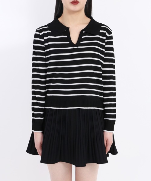 WC(ダブル シー)の「ボーダーニットポロ(ニット/セーター・レディース・ネイビー/イエロー/ブラック・FREE)」の6枚目の写真