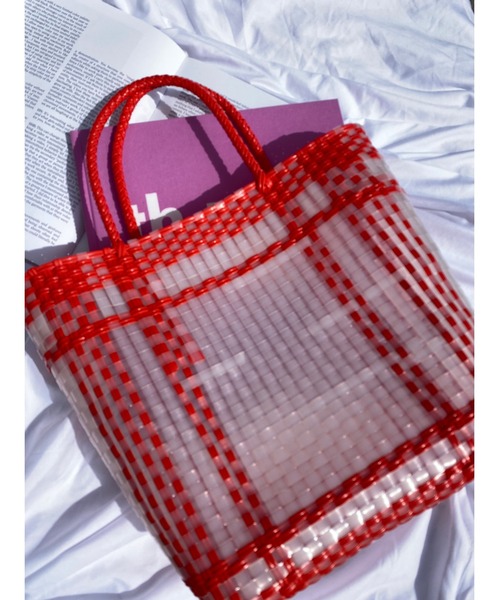 WC(ダブル シー)の「カラーチェックカゴバッグ(かごバッグ・レディース・ブラック/ライトパープル/レッド・FREE)」の3枚目の写真