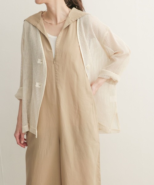 URBAN RESEARCH DOORS（アーバンリサーチドアーズ）の「カットメッシュカーディガンジャケット（カーディガン/ボレロ・レディース・ブラウン/ナチュラル・MEDIUM）」の20枚目の写真