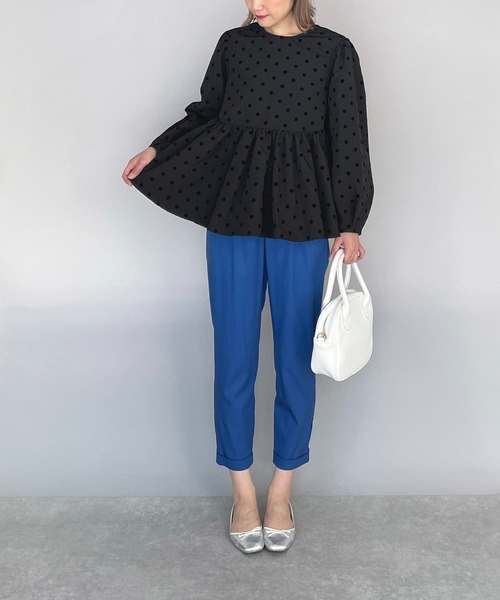 PICCIN（ピッチン）の「フロッキードットペプラムブラウス（シャツ/ブラウス・レディース・ブラック/ネイビー・M）」の13枚目の写真