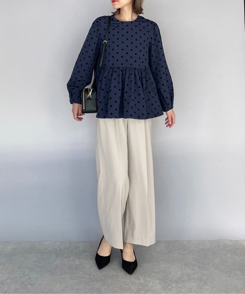 PICCIN（ピッチン）の「フロッキードットペプラムブラウス（シャツ/ブラウス・レディース・ブラック/ネイビー・M）」の19枚目の写真