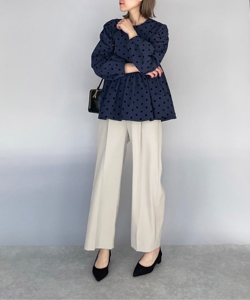 PICCIN（ピッチン）の「フロッキードットペプラムブラウス（シャツ/ブラウス・レディース・ブラック/ネイビー・M）」の20枚目の写真