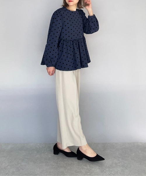 PICCIN（ピッチン）の「フロッキードットペプラムブラウス（シャツ/ブラウス・レディース・ブラック/ネイビー・M）」の22枚目の写真