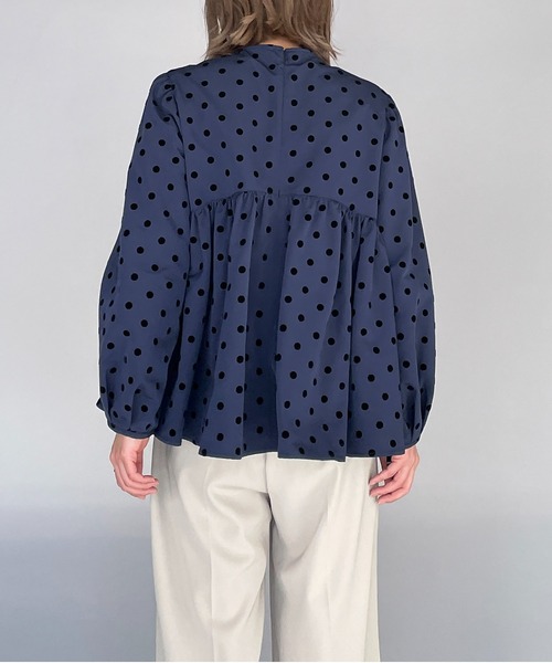 PICCIN（ピッチン）の「フロッキードットペプラムブラウス（シャツ/ブラウス・レディース・ブラック/ネイビー・M）」の16枚目の写真