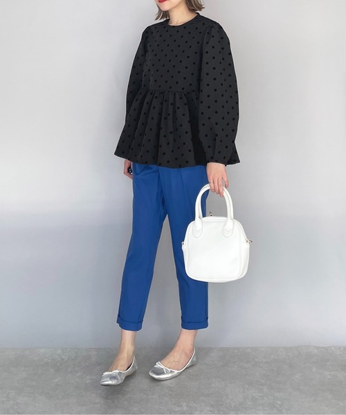 PICCIN（ピッチン）の「フロッキードットペプラムブラウス（シャツ/ブラウス・レディース・ブラック/ネイビー・M）」の11枚目の写真