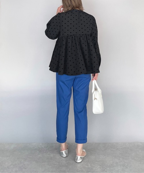 PICCIN（ピッチン）の「フロッキードットペプラムブラウス（シャツ/ブラウス・レディース・ブラック/ネイビー・M）」の10枚目の写真