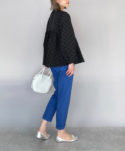 PICCIN（ピッチン）の「フロッキードットペプラムブラウス（シャツ/ブラウス・レディース・ブラック/ネイビー・M）」の12枚目の写真