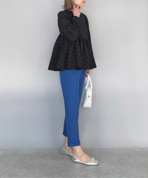 PICCIN（ピッチン）の「フロッキードットペプラムブラウス（シャツ/ブラウス・レディース・ブラック/ネイビー・M）」の9枚目の写真