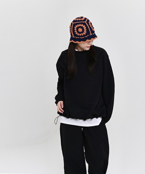 me+em select（ミームセレクト）の「フラワークロシェ編みニットハット（ハット・レディース・スカイブルー/ブラック/ベージュ/ネイビー・FREE）」の9枚目の写真