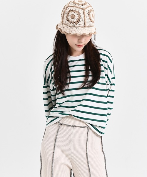 me+em select（ミームセレクト）の「フラワークロシェ編みニットハット（ハット・レディース・スカイブルー/ブラック/ベージュ/ネイビー・FREE）」の18枚目の写真