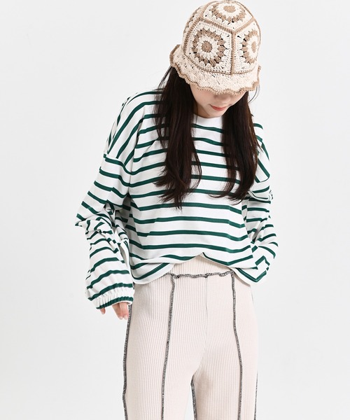 me+em select（ミームセレクト）の「フラワークロシェ編みニットハット（ハット・レディース・スカイブルー/ブラック/ベージュ/ネイビー・FREE）」の19枚目の写真