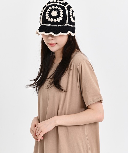 me+em select（ミームセレクト）の「フラワークロシェ編みニットハット（ハット・レディース・スカイブルー/ブラック/ベージュ/ネイビー・FREE）」の22枚目の写真