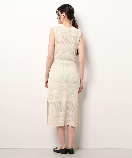 KOBE LETTUCE（コウベレタス）の「ロングキャミソールSET透かし編みニットワンピース[E3017]（ワンピース・レディース・ブラック/グレイッシュベージュ/ホワイト系・FREE）」の5枚目の写真