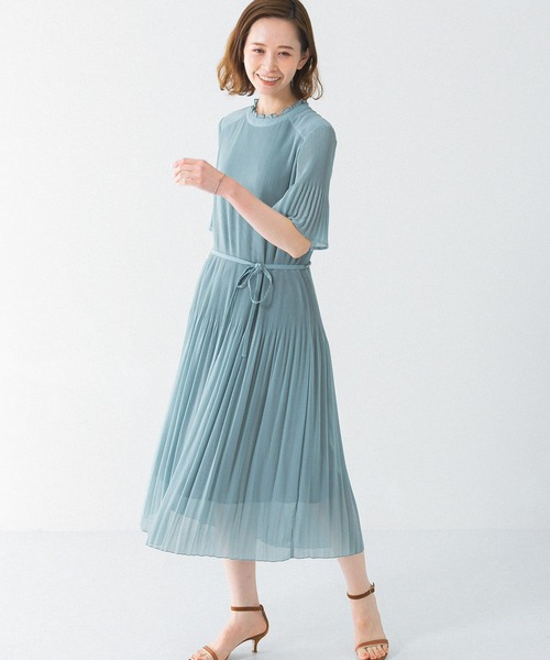 URBAN RESEARCH ROSSO WOMEN(アーバンリサーチ ロッソ)の「ランダムプリーツフレアスリーブワンピース(ワンピース・レディース・ブラック/ミント/パープル系その他・FREE)」の12枚目の写真