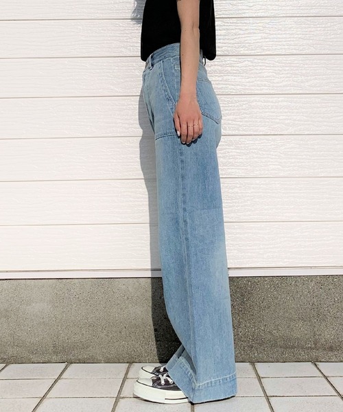 Q（キュー）の「Qgirl ワイドデニムブリーチ（デニムパンツ・レディース・ライトインディゴブルー・MEDIUM/LARGE/SMALL）」の3枚目の写真