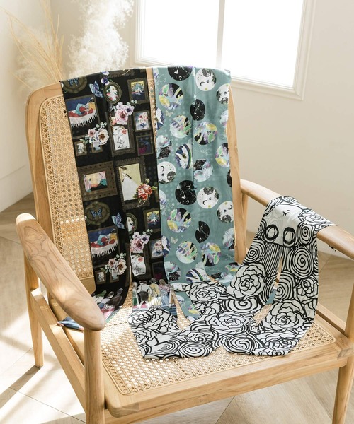 ネイビー グレー ストッキング ロゴ入り タイツ/ストッキング（ブルー・ネイビー/青色系・61～80デニール