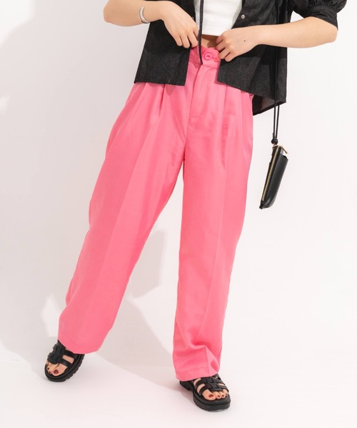 nemne store(ネンネストア)の「カラータックワイドストレートパンツ(その他パンツ・レディース・ブラック/ピンク/グリーン・SMALL/MEDIUM)」の3枚目の写真