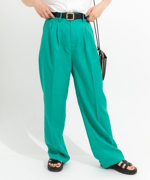 nemne store(ネンネストア)の「カラータックワイドストレートパンツ(その他パンツ・レディース・ブラック/ピンク/グリーン・SMALL/MEDIUM)」の1枚目の写真