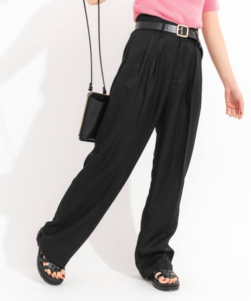 nemne store(ネンネストア)の「カラータックワイドストレートパンツ(その他パンツ・レディース・ブラック/ピンク/グリーン・SMALL/MEDIUM)」の2枚目の写真