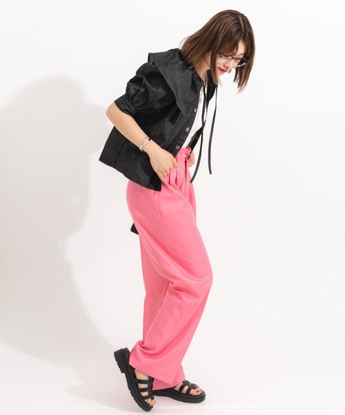 nemne store(ネンネストア)の「カラータックワイドストレートパンツ(その他パンツ・レディース・ブラック/ピンク/グリーン・SMALL/MEDIUM)」の19枚目の写真