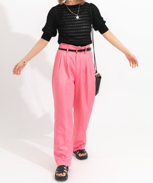 nemne store(ネンネストア)の「カラータックワイドストレートパンツ(その他パンツ・レディース・ブラック/ピンク/グリーン・SMALL/MEDIUM)」の12枚目の写真