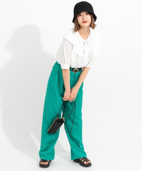 nemne store(ネンネストア)の「カラータックワイドストレートパンツ(その他パンツ・レディース・ブラック/ピンク/グリーン・SMALL/MEDIUM)」の10枚目の写真