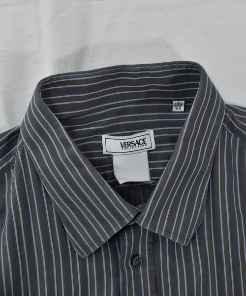 VERSACE CLASSIC(ヴェルサーチクラシック)の「【ヴィンテージ古着】VERSACE/ヴェルサーチ ストライプシャツ(シャツ/ブラウス・メンズ・グレー・LARGE)」の2枚目の写真