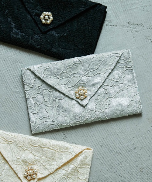 niana(ニアナ)の「レースハンカチーフ袱紗(ハンカチ/ハンドタオル・レディース・グレー/ブラック/ベージュ・FREE)」の2枚目の写真