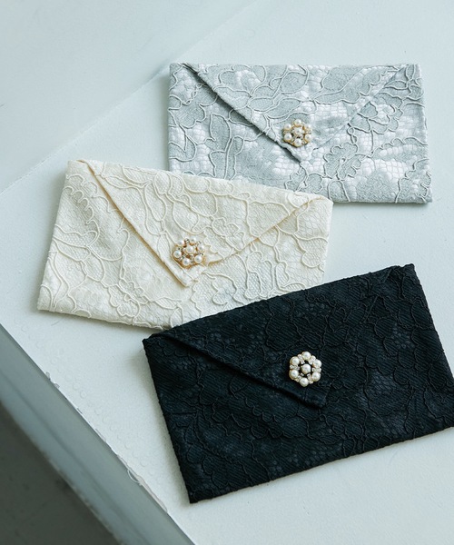 niana(ニアナ)の「レースハンカチーフ袱紗(ハンカチ/ハンドタオル・レディース・グレー/ブラック/ベージュ・FREE)」の1枚目の写真