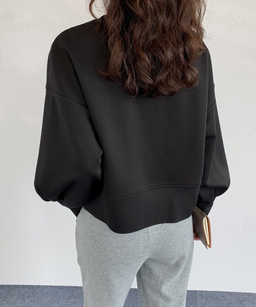 ABITOKYO(アビトーキョー)の「ハーフジップボリュウーム袖プルオーバー(スウェット・レディース・ベビーピンク/アイボリー/ブラック/ネイビー/ベージュ/ダークブラウン・L/M)」の9枚目の写真