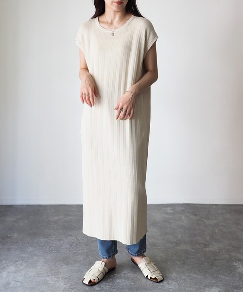 Riberry(リベリー)の「2WAY ノースリーブワンピース(ワンピース・レディース・チャコールグレー/アイボリー・MEDIUM)」の3枚目の写真