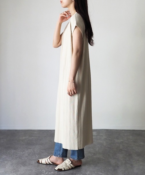 Riberry(リベリー)の「2WAY ノースリーブワンピース(ワンピース・レディース・チャコールグレー/アイボリー・MEDIUM)」の5枚目の写真