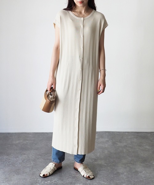 Riberry(リベリー)の「2WAY ノースリーブワンピース(ワンピース・レディース・チャコールグレー/アイボリー・MEDIUM)」の7枚目の写真