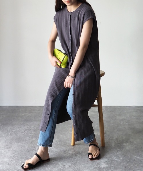 Riberry(リベリー)の「2WAY ノースリーブワンピース(ワンピース・レディース・チャコールグレー/アイボリー・MEDIUM)」の16枚目の写真