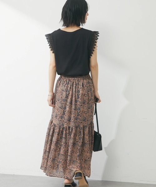 Green Parks(グリーンパークス)の「柄ティアードスカート(スカート・レディース・ブラウン/グレー/イエロー・FREE)」の14枚目の写真