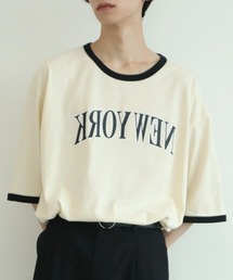 koe | 【ジェンダーレス】反転プリント半袖リンガーTシャツ*(Tシャツ/カットソー)