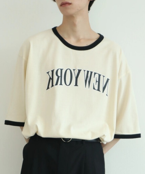 koe(コエ)の「【ジェンダーレス】反転プリント半袖リンガーTシャツ*(Tシャツ/カットソー・レディース・ライトブルー/ホワイト系その他/ホワイト・M/L/XL)」の2枚目の写真