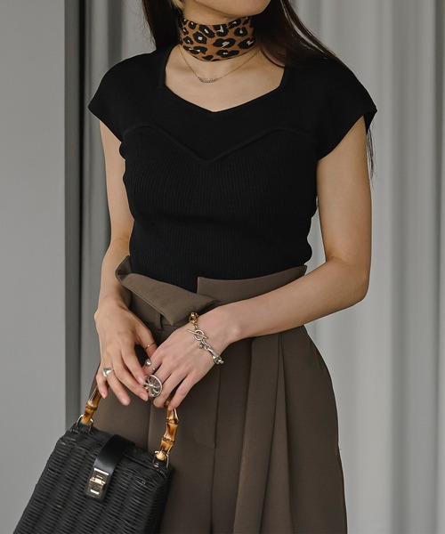 Ezick（エジック）の「ビスチェライクフレンチニット（ニット/セーター・レディース・ブルー系その他/ブラック/オフホワイト・FREE）」の19枚目の写真