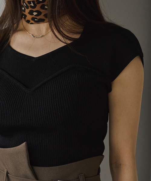 Ezick（エジック）の「ビスチェライクフレンチニット（ニット/セーター・レディース・ブルー系その他/ブラック/オフホワイト・FREE）」の22枚目の写真