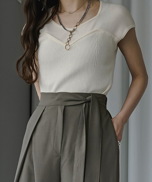 Ezick（エジック）の「ビスチェライクフレンチニット（ニット/セーター・レディース・ブルー系その他/ブラック/オフホワイト・FREE）」の10枚目の写真