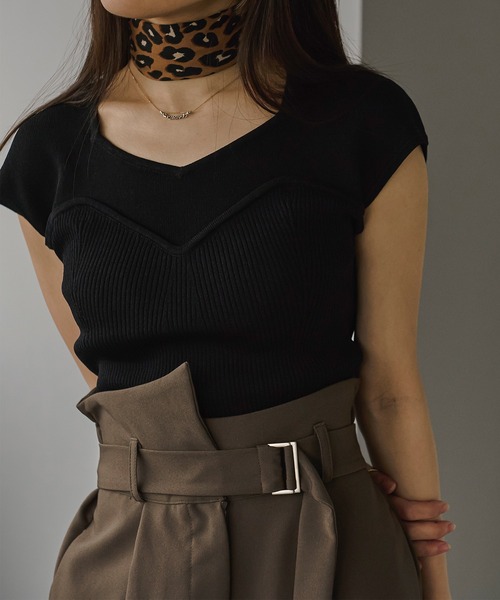 Ezick（エジック）の「ビスチェライクフレンチニット（ニット/セーター・レディース・ブルー系その他/ブラック/オフホワイト・FREE）」の11枚目の写真