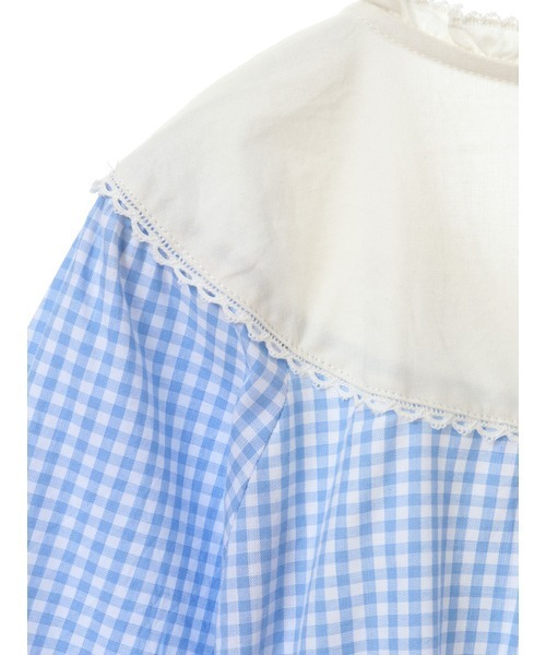 ピンクハウス　ブルーベリーギンガムチェック半袖ブラウス ピンクハウス ブルーベリーギンガムチェック半袖ブラウス